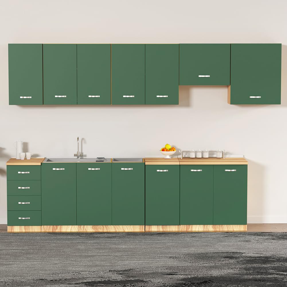 Shally Dogan Pensile da Cucina, Sopracappa, Armadio in Legno Armadietto Multiuso da Muro a Ribalta Spazioso, Dimensioni 60 x 32 x 49H cm (Verde)