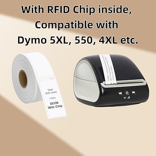 Miniatura 2 de Hehua Etiqueta de 1 pulgada x 2-18 pulgadas compatible con DYMO Labelwriter 5XL 550 4XL 450 30336 con chip RFID, etiquetas de dirección de