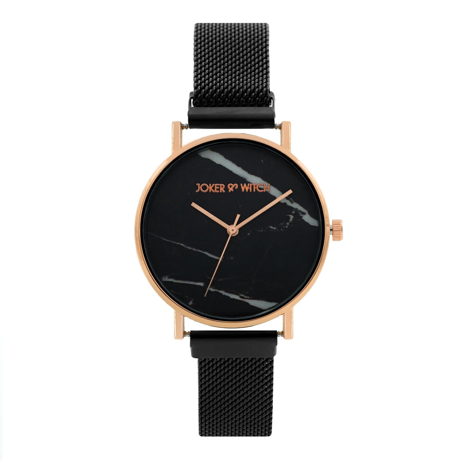 Joker & Witch April Black Stainless Steel Mesh Analogue Watch for Women (B0BD922CDX) Amazon Price History, Amazon Price Tracker