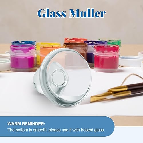 Miniatura 5 de Nuanchu Muller de vidrio para hacer pintura de 2.95 pulgadas, suministros de arte para artistas, aparato de molienda de mano para artistas,