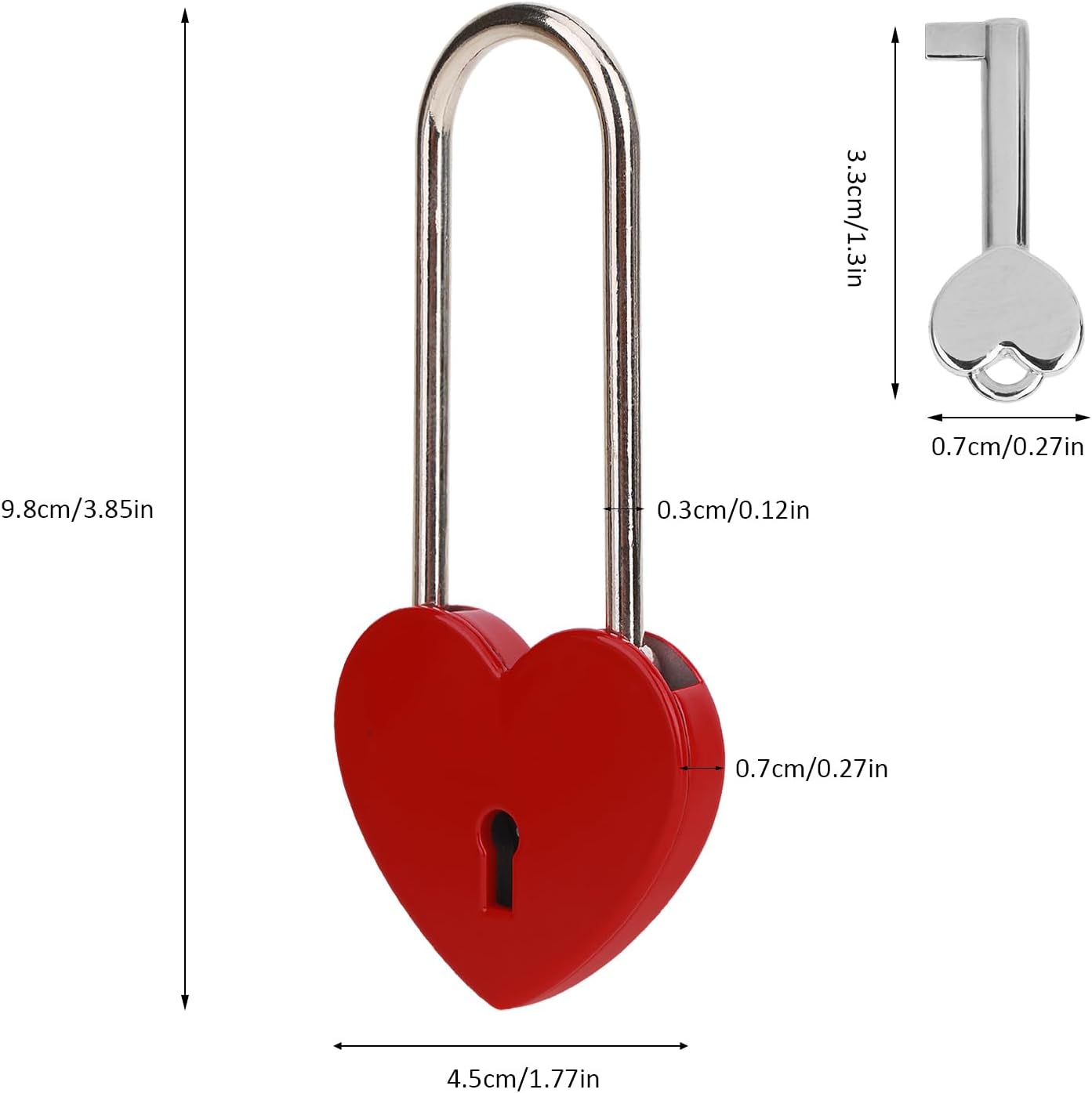 Love Lock Heart Padlock Matte Red Wish Lock Love Padlock with Key for Bridge, Lovers, Wedding, Anniversary, Travel Gift 10pcs