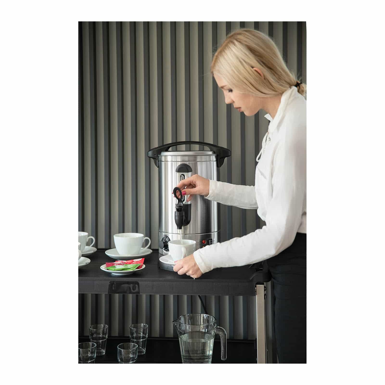 Royal Catering RC-WBDW6 czajnik elektryczny 6,5 l z podwójnymi ściankami 1500 W dozownik do gorących napojów 30-110 °C dozownik ciepłej wody