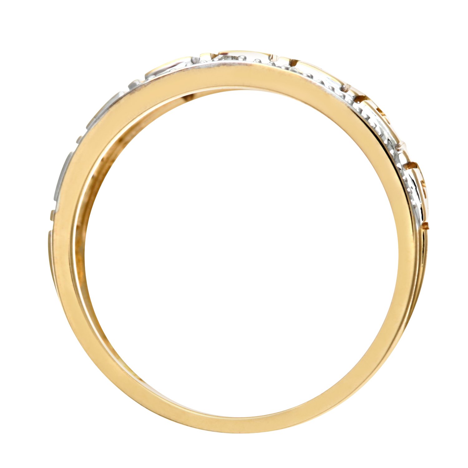 Revoni Women 375 Yellow Gold 9ct Ring with Round Diamond 0.03ct Pave Setting Ladies Dress Style Size U