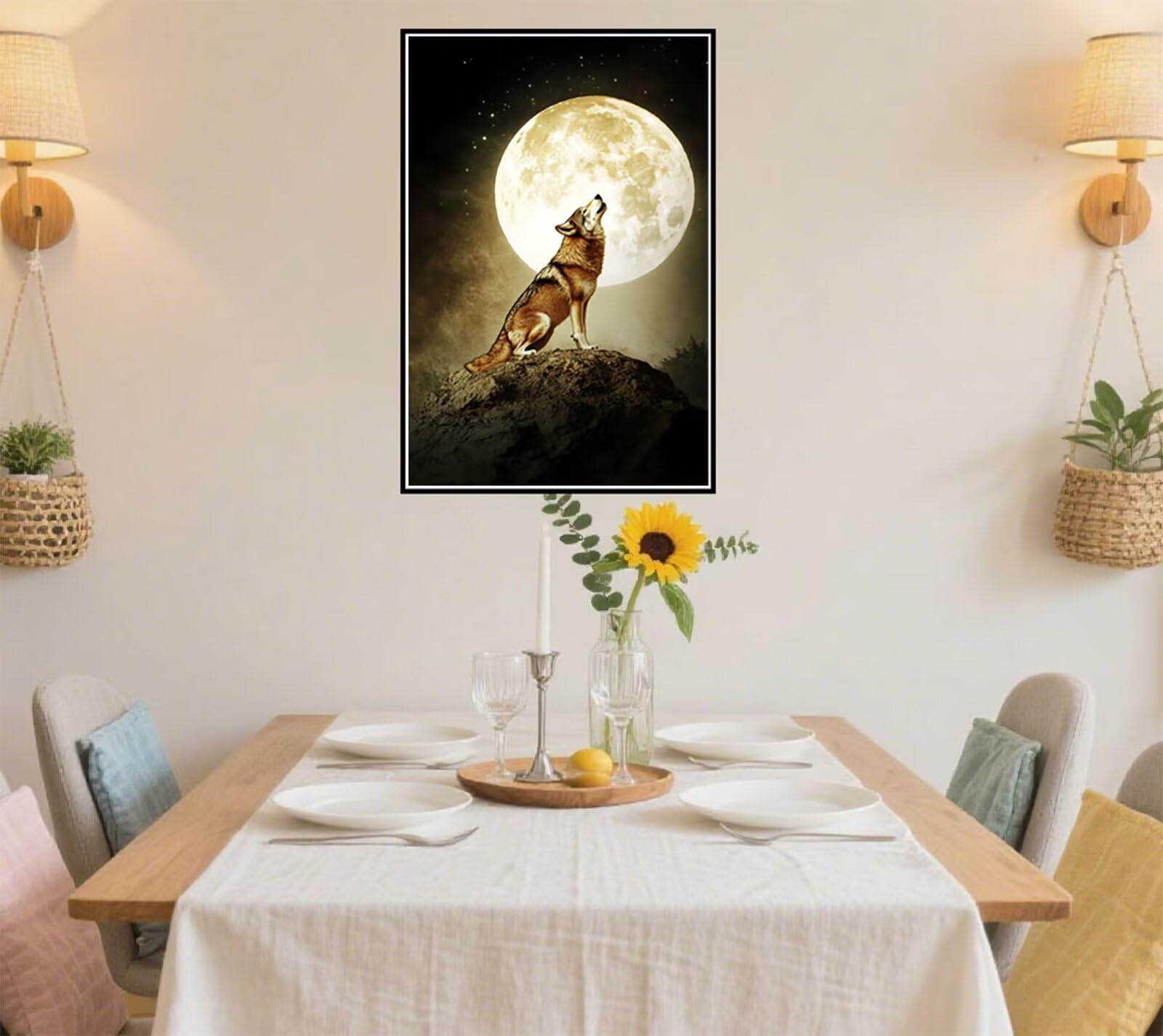 Gwiaździste niebo diamentowe malowanie wilk diamentowe dzieci, 5D haft krzyżykowy obraz diamentowy, DIY dla dorosłych rysunek diamentowy, malowanie diamentowe dla dorosłych Home Decor 80x120cm Q-635