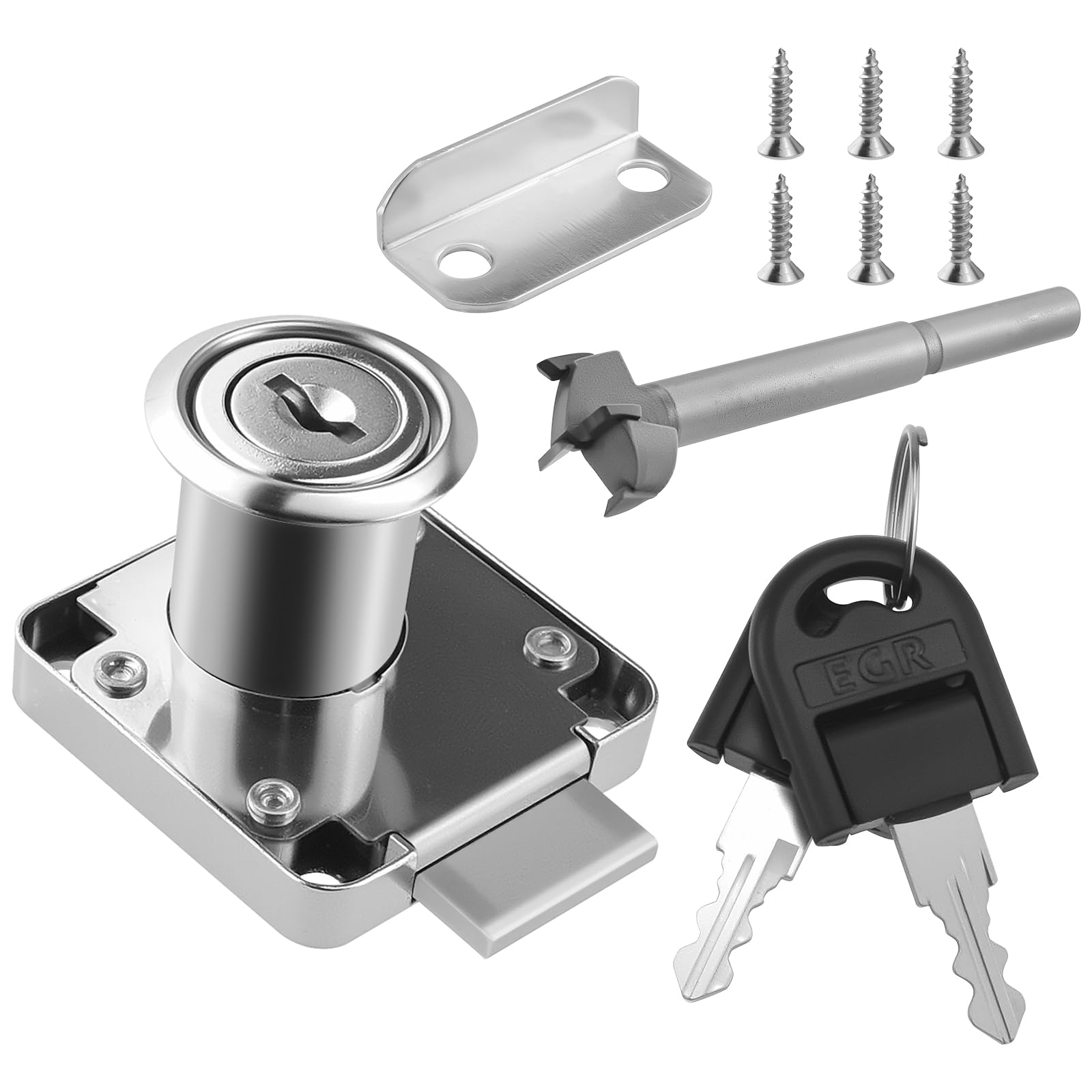 SDTC Tech Desk Drawer Lock and Door Puncher Kit Opening Diameter 0.75 inch / 19 mm for Door Panels with a Thickness of 17 mm - 22 mm