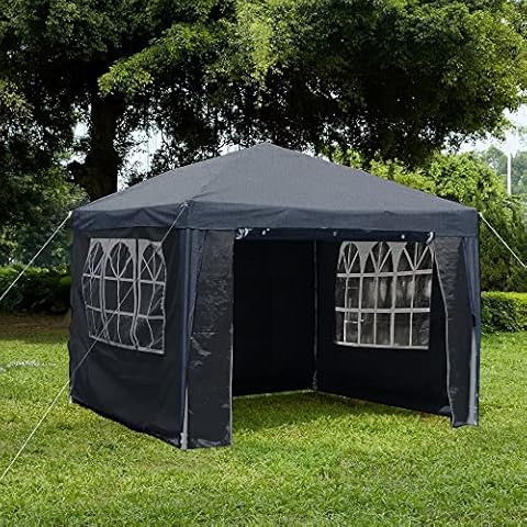 Garden Vida Gazebo Side panels Windows Garden Party Tent Steel Legs Waterproof Roof Event Shelter, Grey (3x3m) Cover