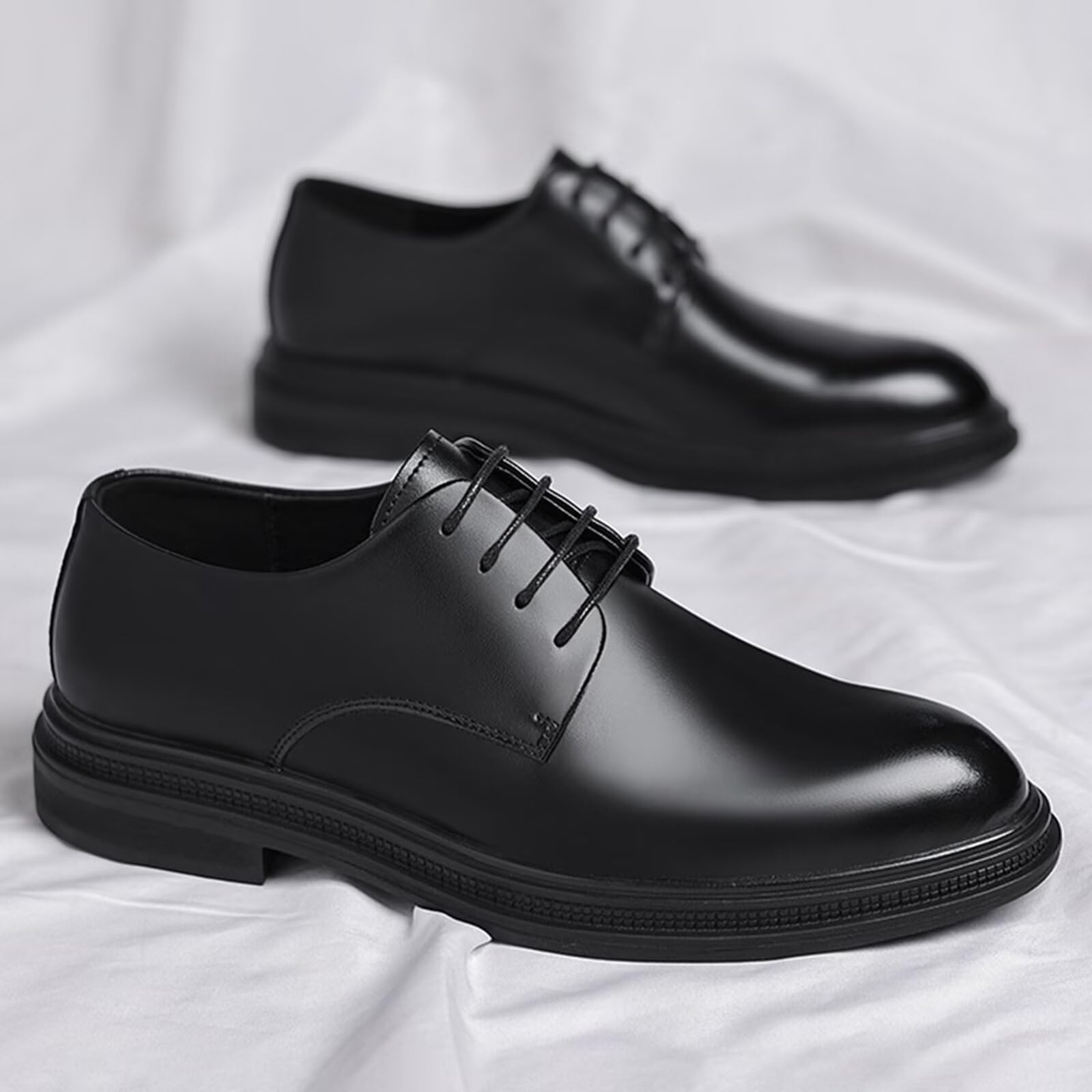 Scarpe Eleganti da Uomo con Rialzo Invisibile da 2,36" - Scarpe da Guida Oxford con Rialzo Antiscivolo in Pelle con Lacci per Matrimonio e Ufficio
