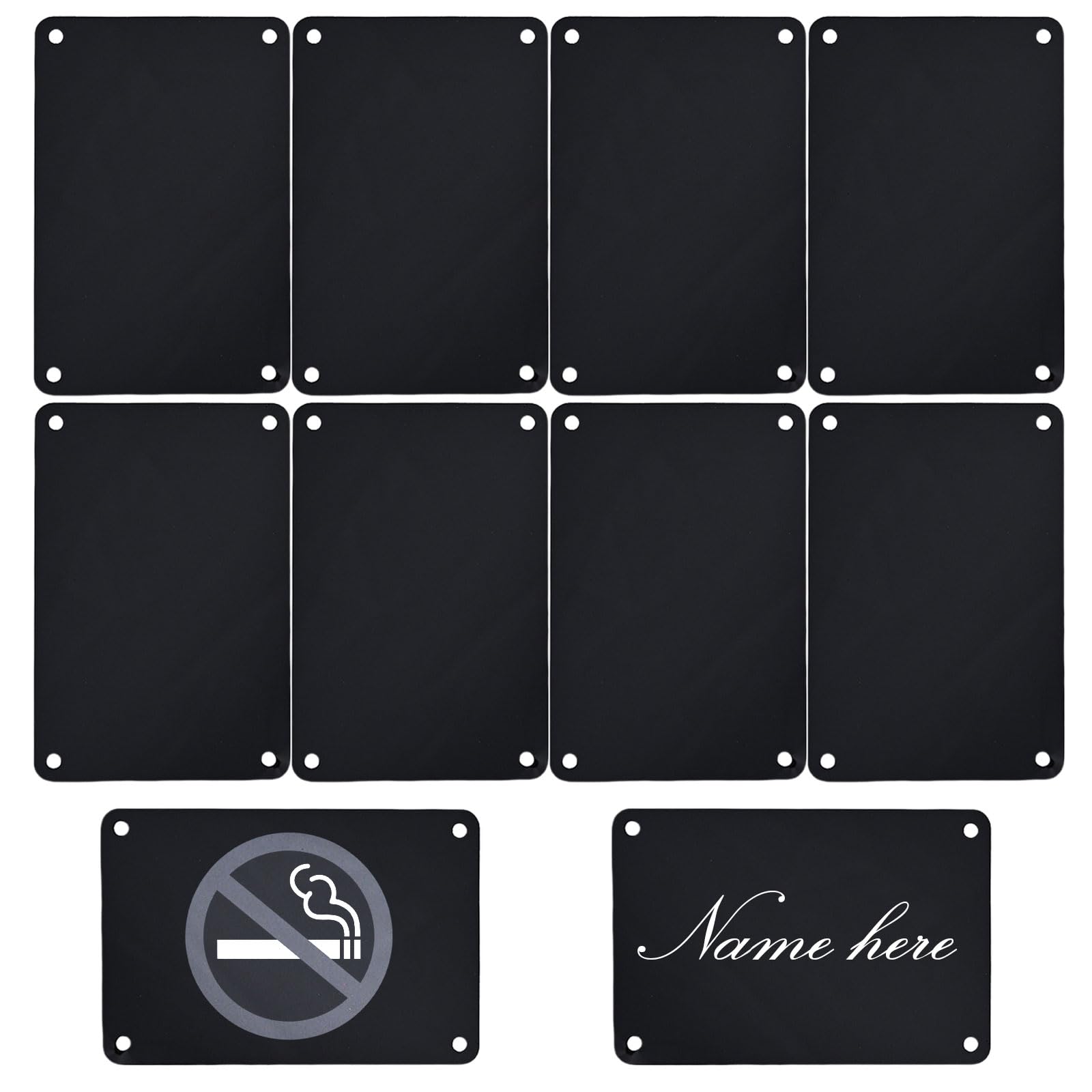10 Pack Black Aluminium Blank Name Plates 100x60mm for Engraving Door Signs