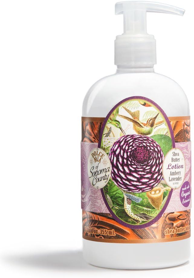 Dolce Mia Amethyst Floral Ambery Lavender Shea Butter Lotion With Organic Botanicals 12 oz.