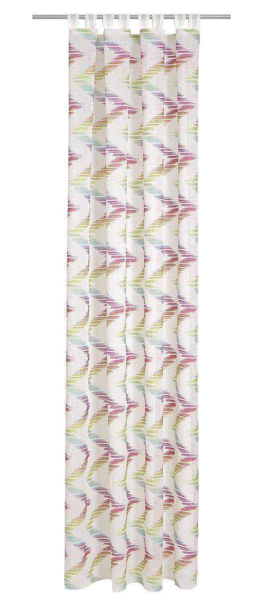 Deko Trends Tab-top curtain, fabric, wool-white-pink-green-turquoise, 245 x 140 x 245 cm