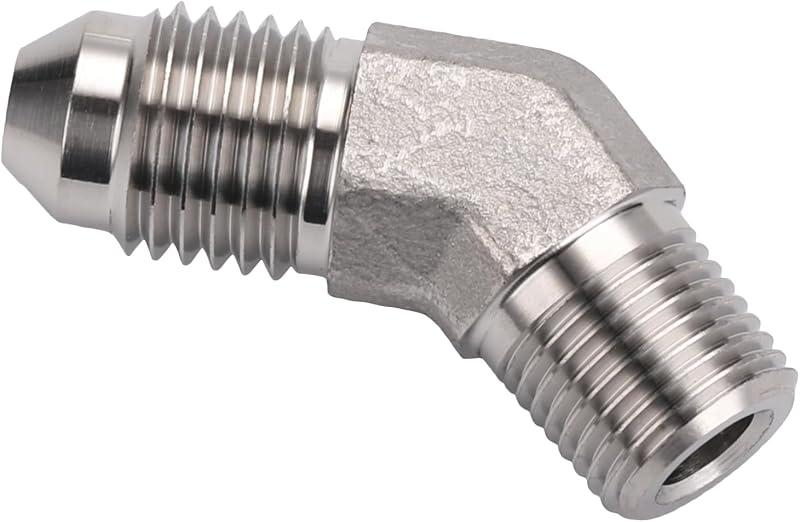 Adaptador Conector Podavelle 4AN Macho para 1/8 NPT Macho em Aço Inoxidável – 45°