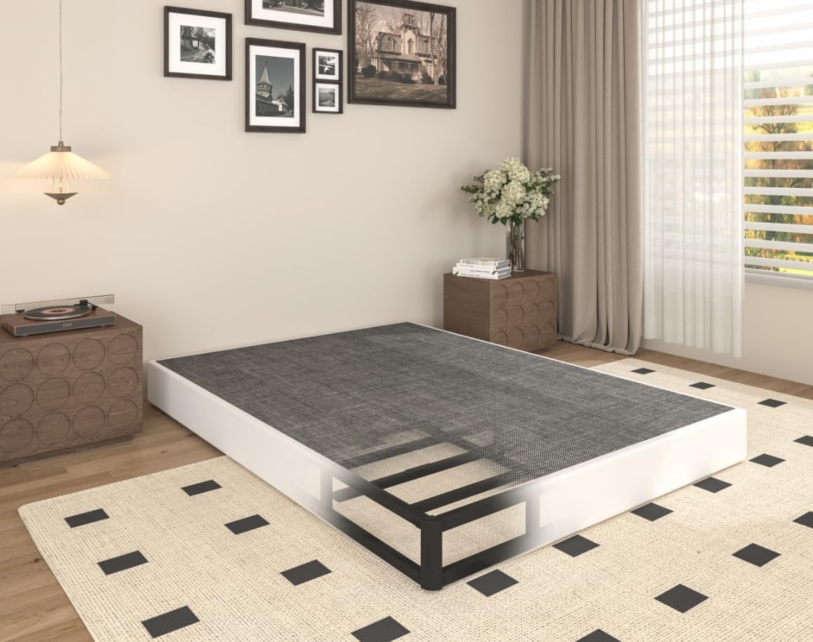 7 Inch Heavy Duty Metal Twin Box Spring Mattress Foundation, 2500lbs High Capacity Bed Base with Non-Slip Support, No Noise Structure, Easy Assembly, Durable Fabric Cover, Black
