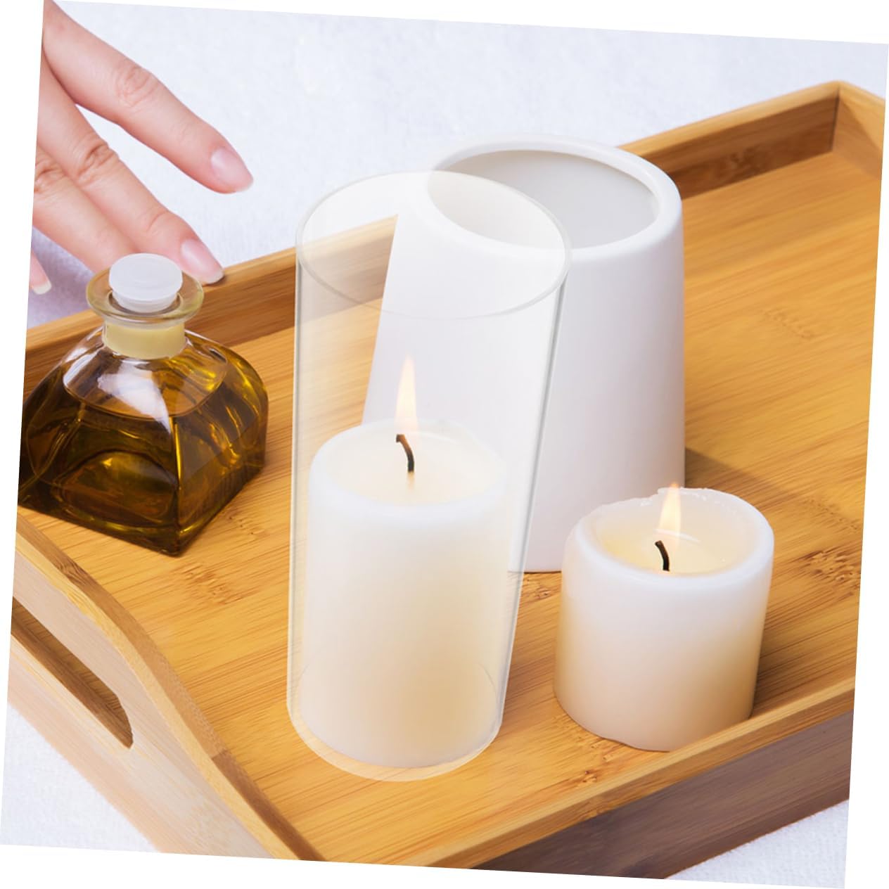 Glass Candle Chimney Windproof Cylindrical Cover for Tealight Holders Vintage Decor for Dining Table Lighting Compatibility Enhanced Brightness Wind Shield