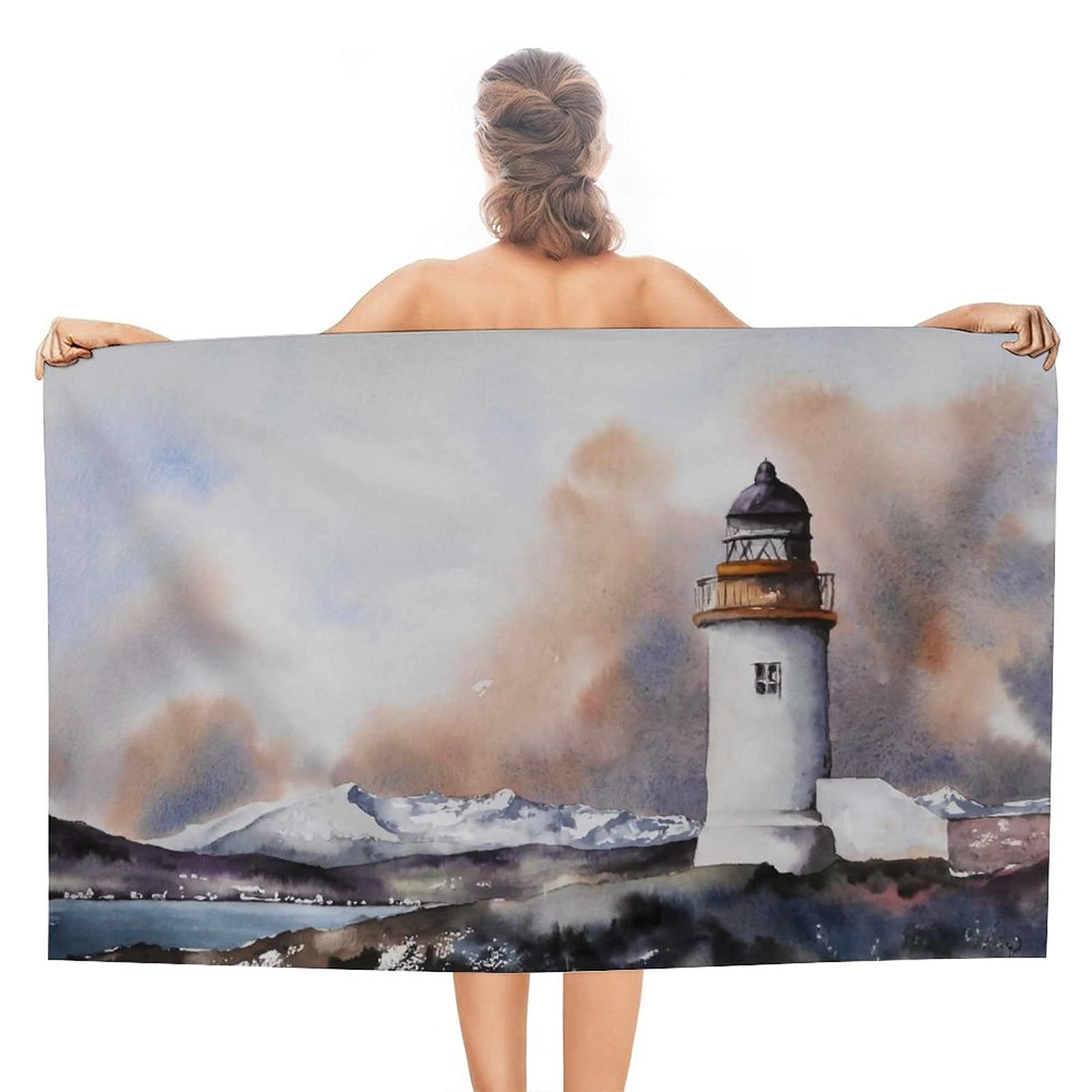 Lsjuee Beautiful Lighthouse Beach Towel Young Men Sand Resistant Superfine Fiber Beach Towel Girls Microfiber for Cruise Tropical Vacations Pool Other Water Activities Hawaii 32INx52IN