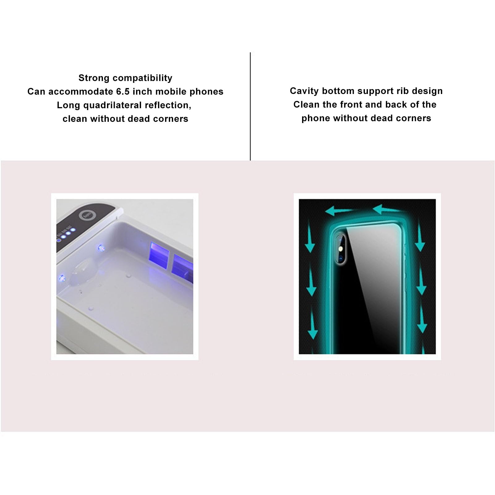 Caja Desinfectante con Luz UV, Caja Desinfectante UV para Limpiador de Teléfonos Móviles, con Luz LED Púrpura, Caja Limpiadora UV para Teléfono Inteligente, Máscara, Reloj