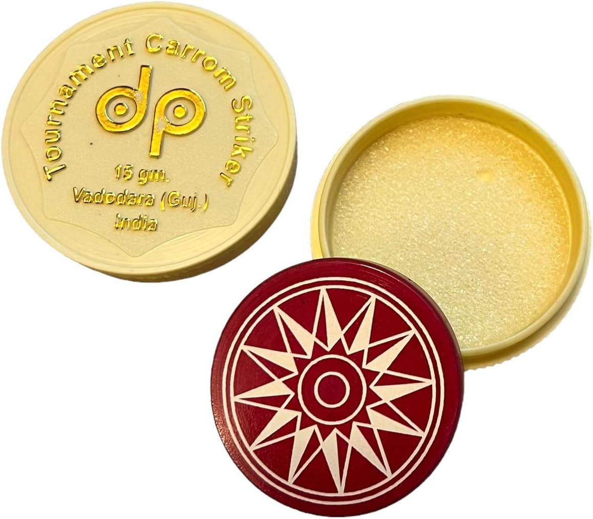 Delopik Wooden Carrom Coins with Striker, Fosco Tournament Extra Smooth Fine Carrom Powder , Professional Tournament Striker For Carrom Board ,Surco Carrom Board Stand (striker 1)
