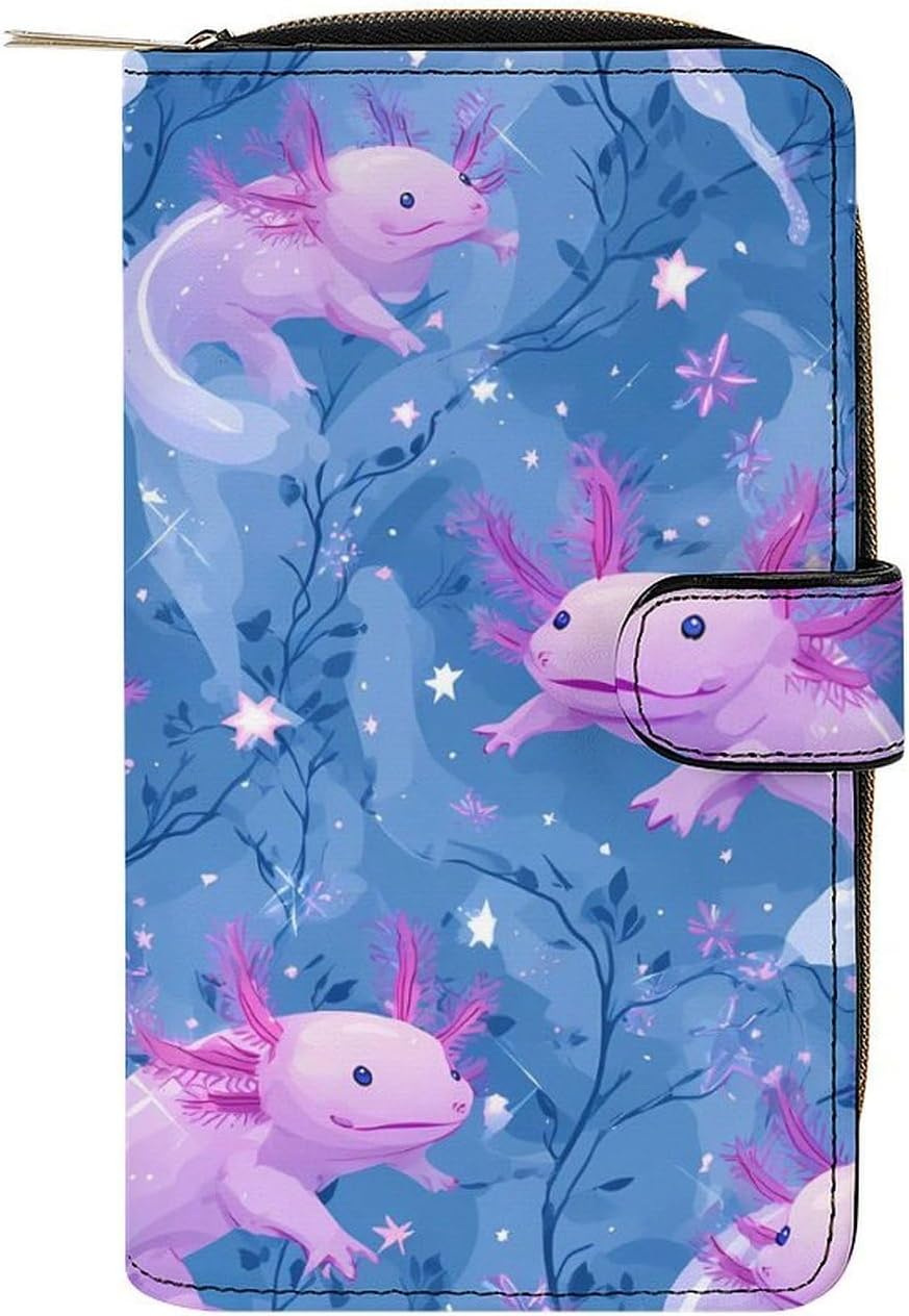 Axolotls Vines Women's Long Wallets Leather Purse Fold Clutch Credit Card Holder
