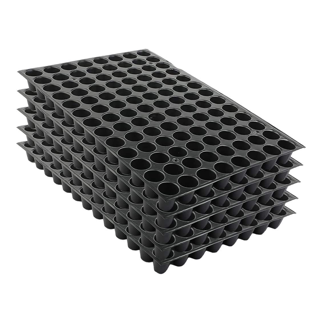 DealFry Seed Germination Plastic Seedling Nursery Pro Tray with 98 Cavities, Seeds Growing Tray for Gardning (Black) (Pack-5)