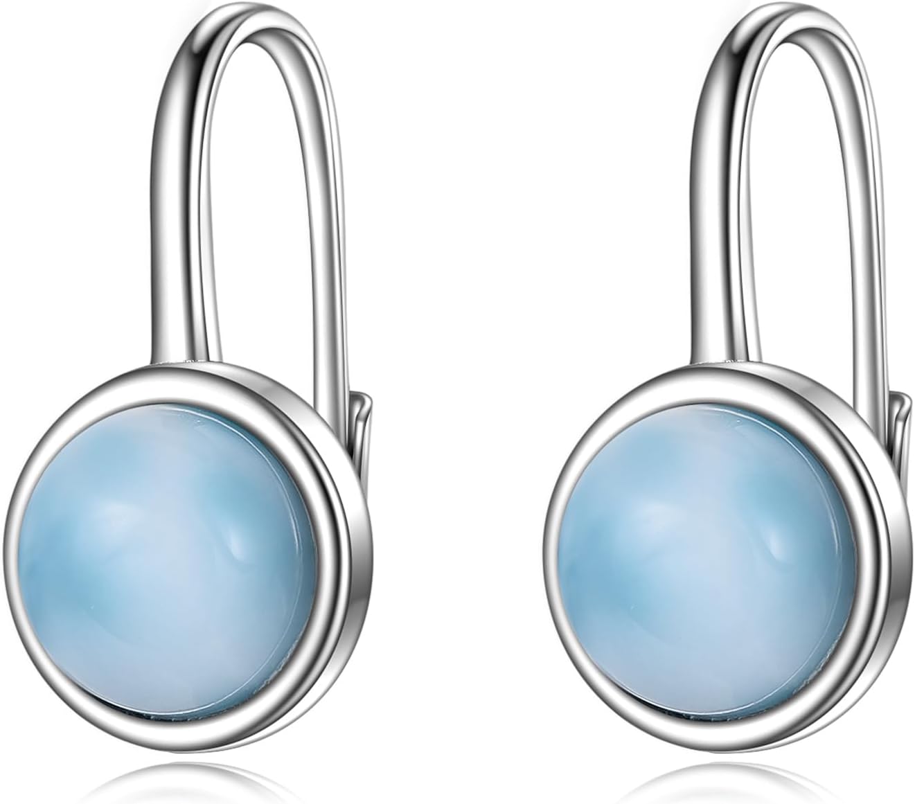 CRMADLarimar/Labradorite/Opal/Moss Agate/Tiger Eye/Jade Earrings for Women 925 Sterling Silver Circle Leverback Jewelry Gift for Girls