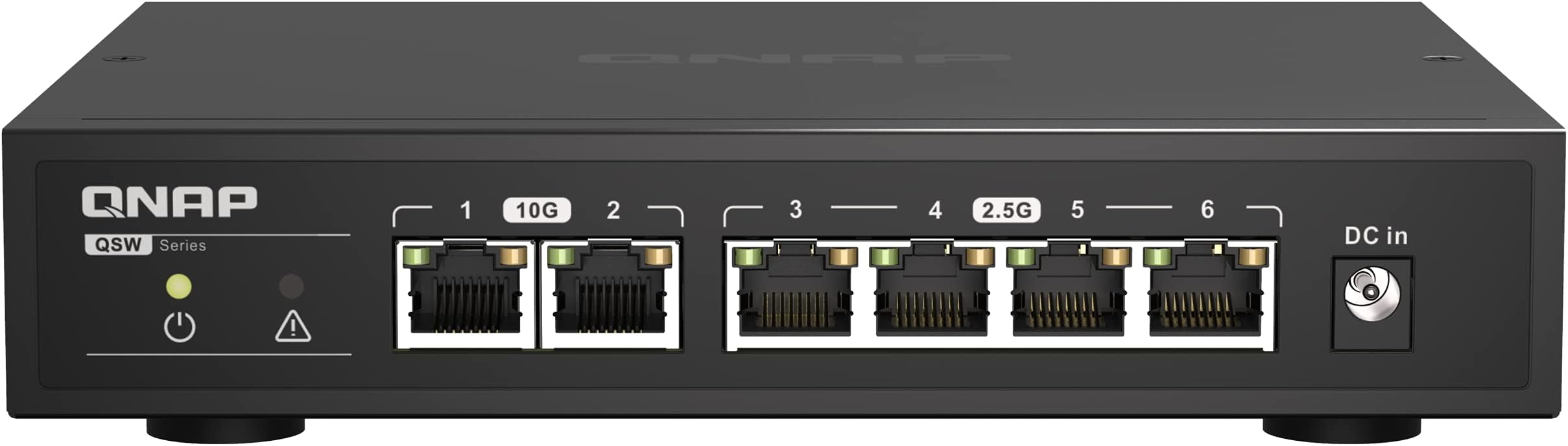 QNAP QSW-2104-2T-A-US 6-Port 10GbE & 2.5GbE Plug & Play unmanaged Network Switch For Desktop