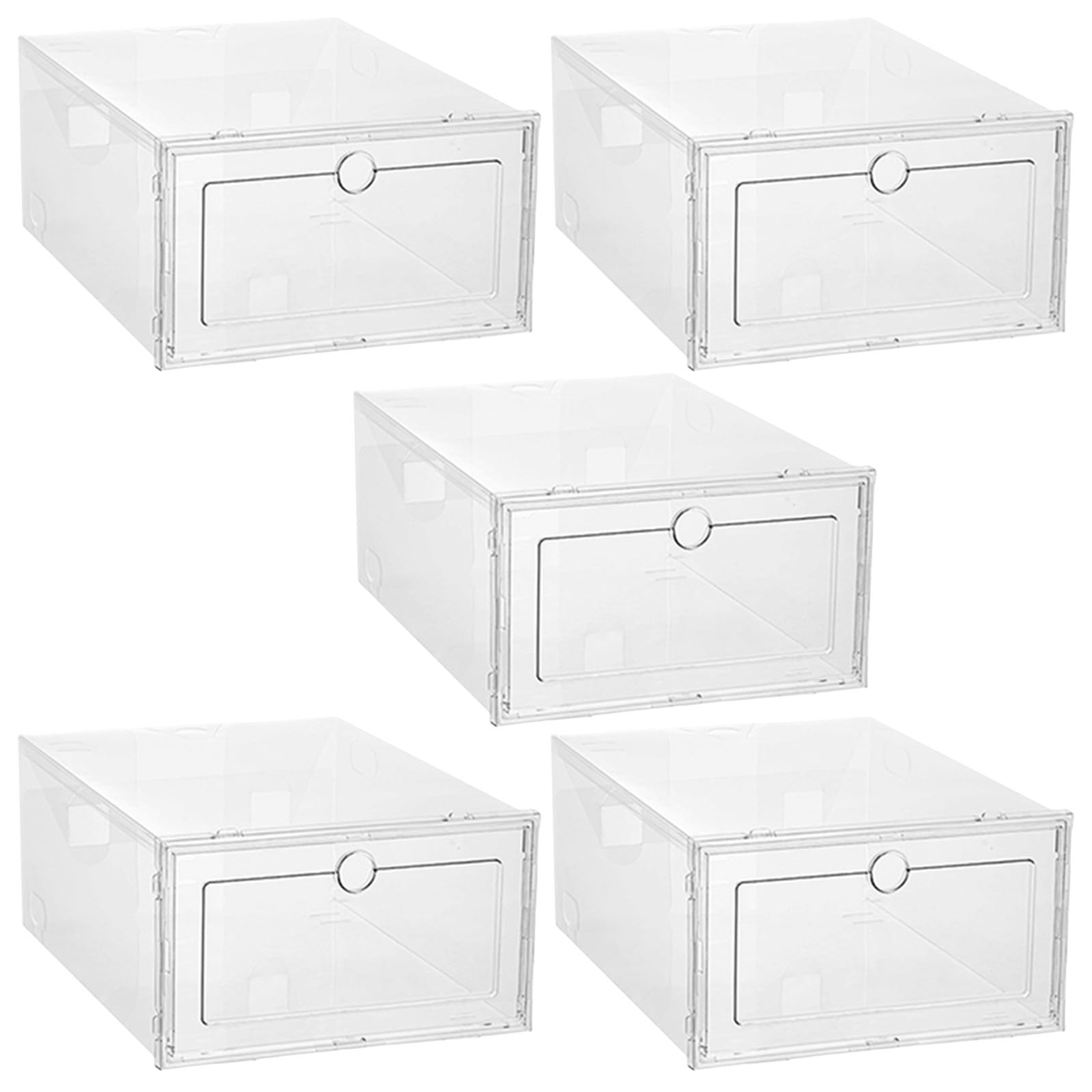 5 Piezas Cajas Plegables para Zapatos Diseño de Cajón Transparente de Pp, Apilables y Resistentes, Ideales para Dormitorios y Casas, 33x24x14cm