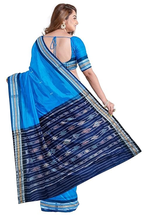 Image of Sambalpuri Handloom Saree Women's Cotton Saree Odisha Handloom Handmade Pure Cotton Khandua Natural Cotton Ikat Sambalpuri Saree For Women Ikat Handloom Saree For Women