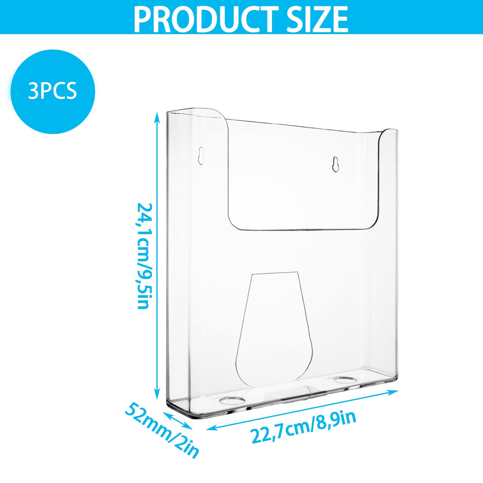 Lot de 3 Porte Document Mural A4 Transparent - Porte Revue pour Dépliants, Brochures, Menus