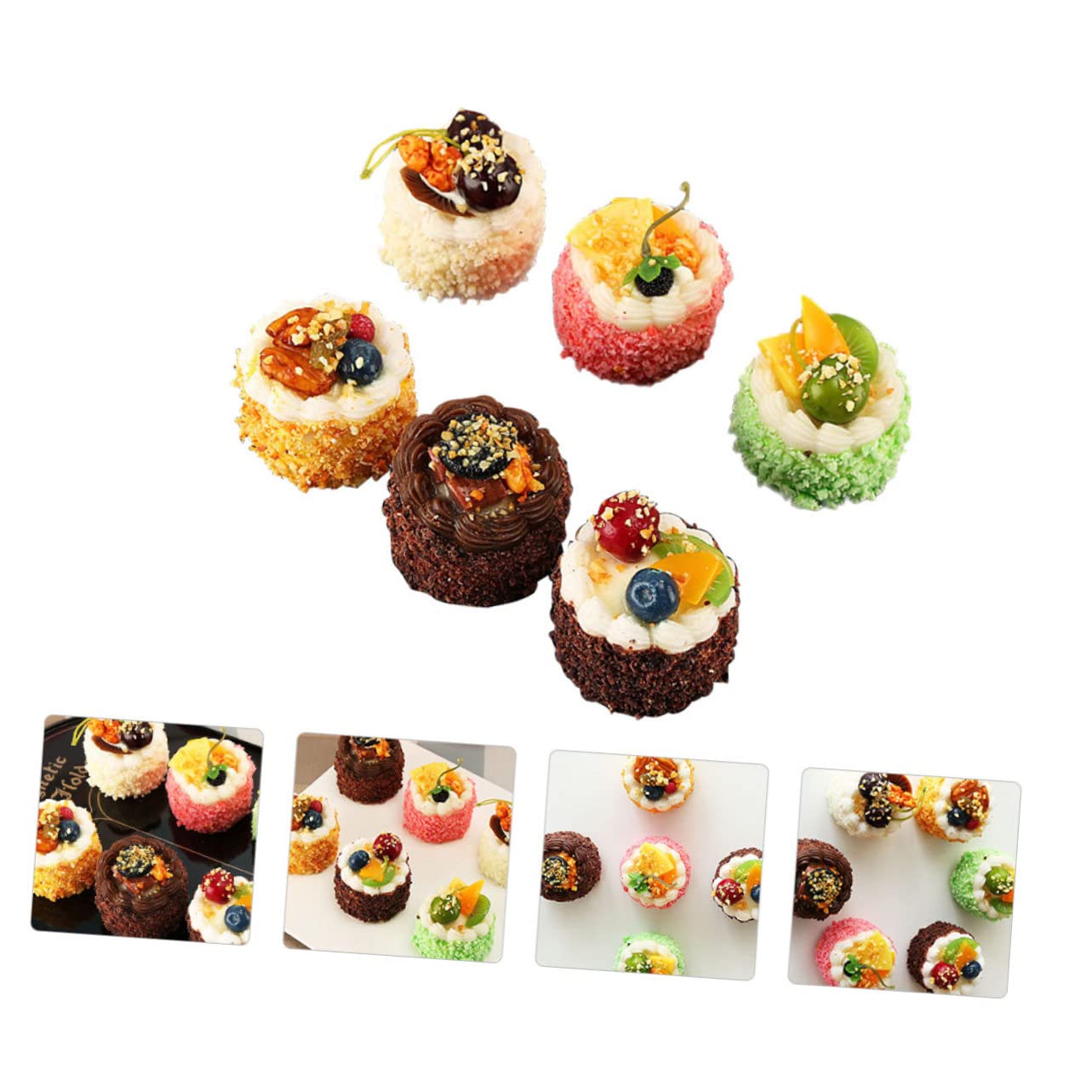 Kunstharz Kühlschrankmagnet 6 Stück mit Kuchenmotiv