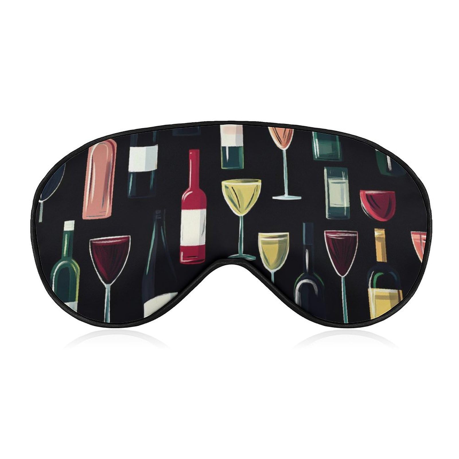Wine Glass and Wine Bottle Sleep Mask Eye Shade Cover Adjustable Strap for Travel Lunch Break Women Men