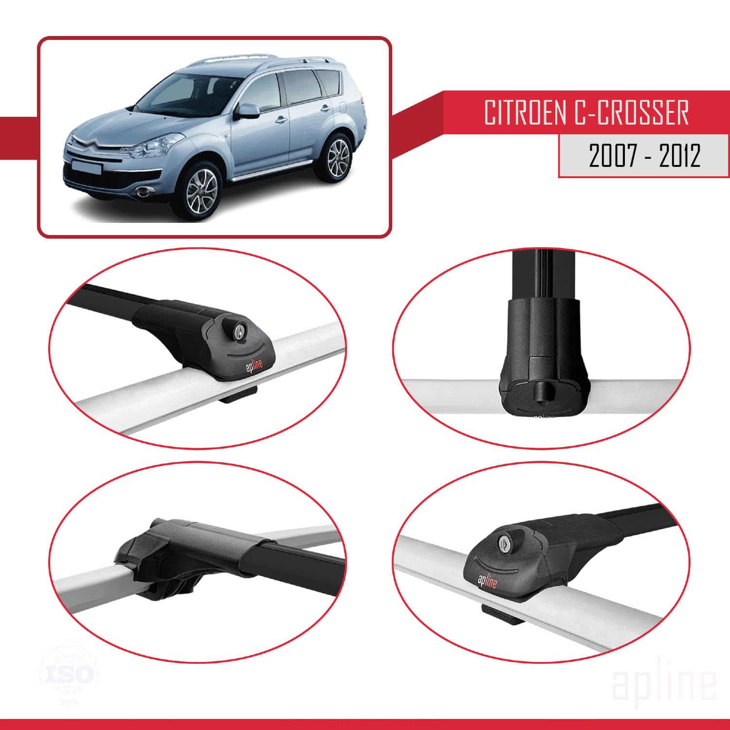 Barras Techo Citroen C5 Aircross 2018-2025 - Gris Aluminio, 75 Kg Carga | Portaequipajes Auto Baca
