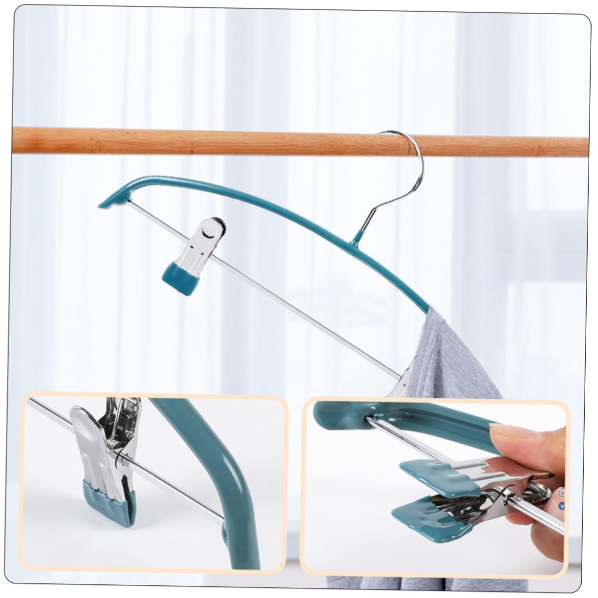 Kleiderbügel für Erwachsene PVC Halbkreisförmig mit Clips Grün