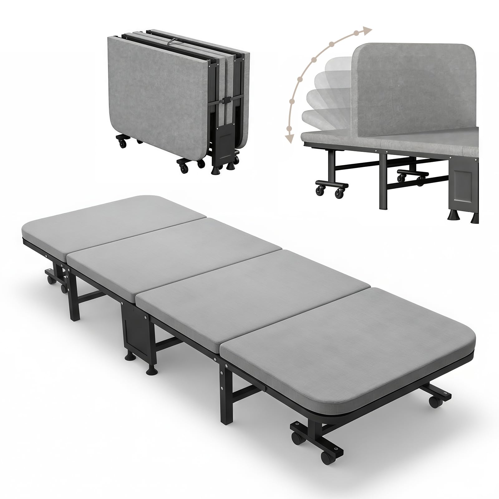 Amazon｜FRSTONE 折りたたみベッド シングル ベッド 幅80cm 6段階
