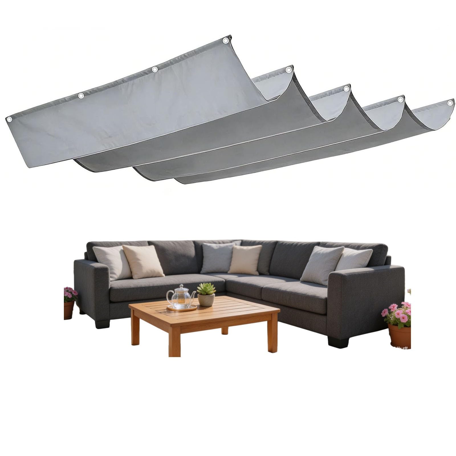 Voile ombrage rétractable vague contre la chaleur étouffante de la terrasse en été