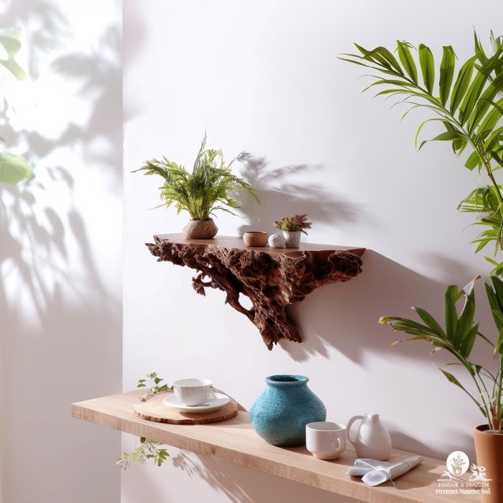 Tree Root Wall Shelf | Floating Shelf for Plants | 3D Printed Organic Wall Decor | Nature Inspired Shelf | Rustic Earthy Home Accent | Shelf Size: 12 inches (31 cm)