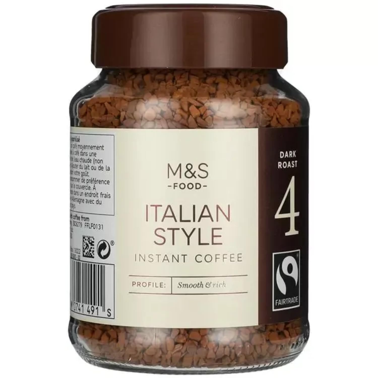 Marks And Spencers Food Italian Style Instant Coffee Dark Roast 100g By Cougar | Smooth & Rich Taste Profile | Strength 4 Bold Coffee | Fairtrade Certified | Premium Imported Instant Coffee Granules | Rich Aroma & Full Bodied Flavour Jar - (Imported-ITALY)-image-33