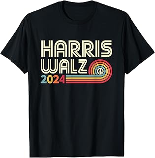 Harris Walz 2024 Funny Peace Retro Style T-Shirt
