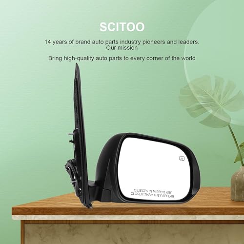 Miniatura 6 de SCITOO Espejo retrovisor lateral derecho del pasajero para Toyota SIENNA 2011-2017 de repuesto negro de repuesto