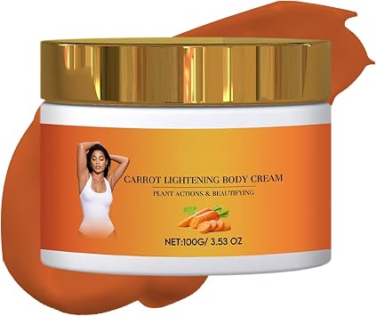 Carrot Whitening Body Lotion, 100g Repair Skin Moisturizer, Skin Lightening Cream with Carrot Extract and Argan Oil, Improving Skin Smoothness Even Skin Tone, Scented Balm for Body Face Underarm Care