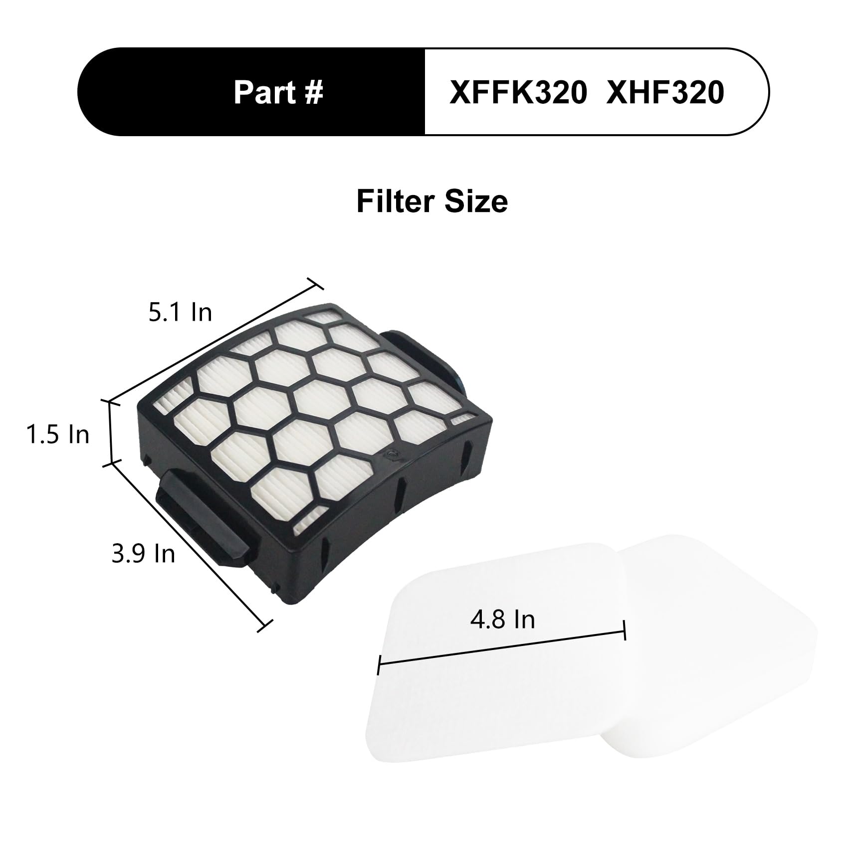 CPAI Replacement Filter for Shark LA502 LA500WM LA555 LA300 LA500 LA322 LA301 LA455 LA702 Rotator Lift-Away ADV DuoClean PowerFins Upright Vacuum, Part XFFK320, XHF320