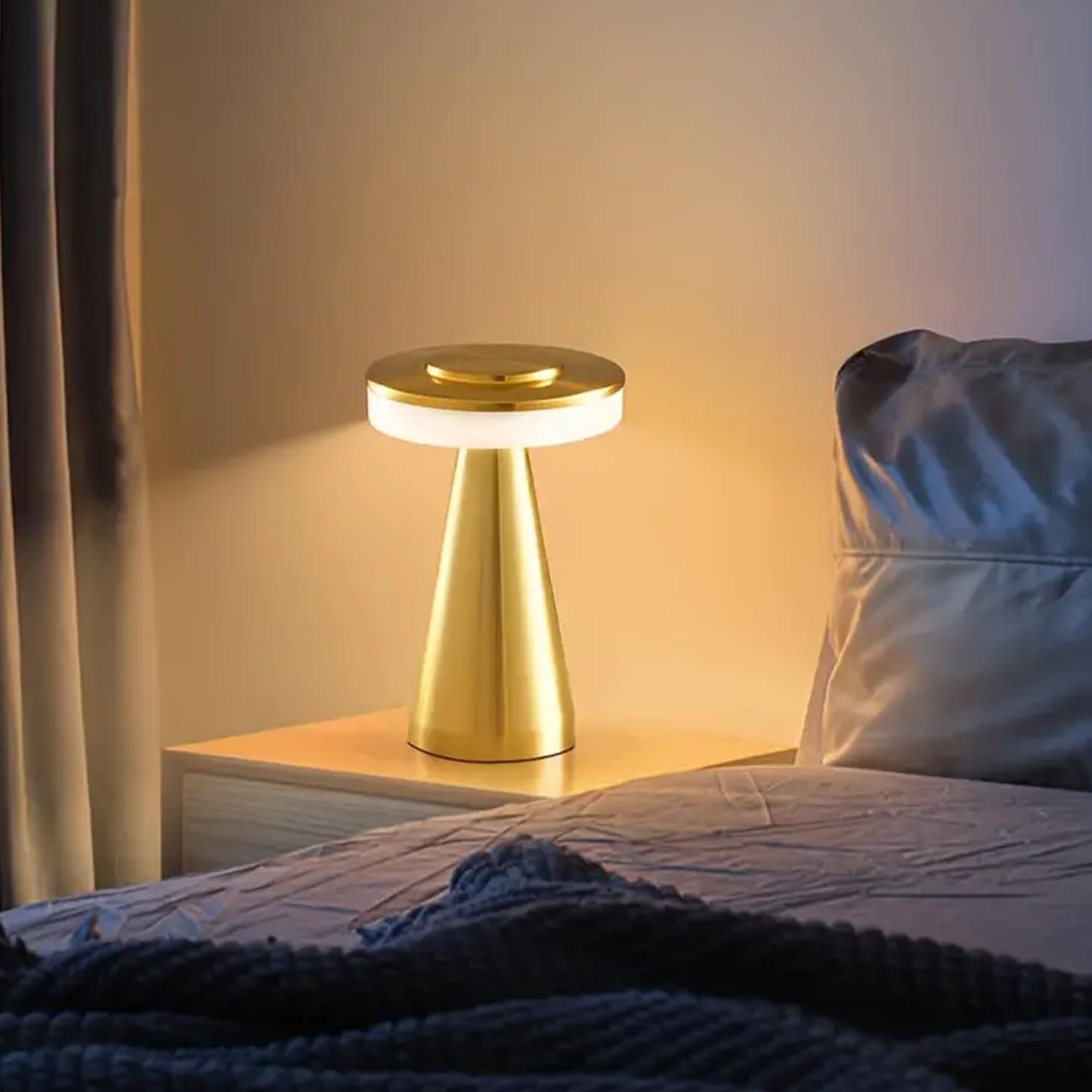 LED Table Lamp 3 Level Brightness Touch Control Rechargeable Night Light for Living Room, Bedroom, Outdoor Bar Dorm Room (Gold)-image-5