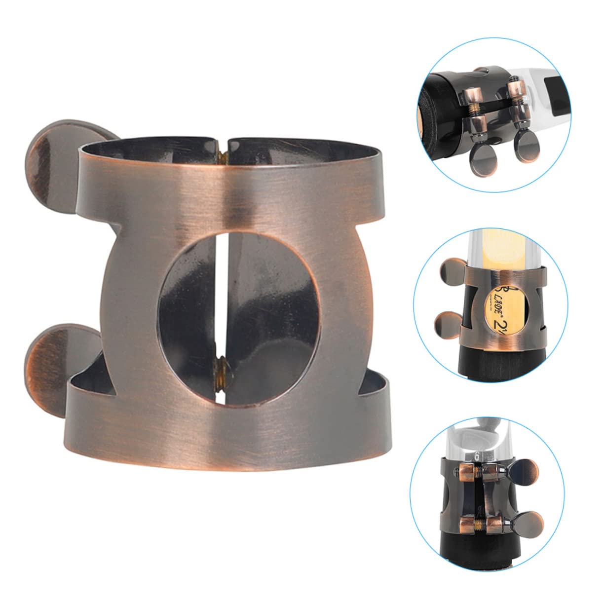Kisangel Abs Clarinet Head Clip Yellow Brass Reed Clamp Simple Clamp for Clarinet Accessories Musician's Essential