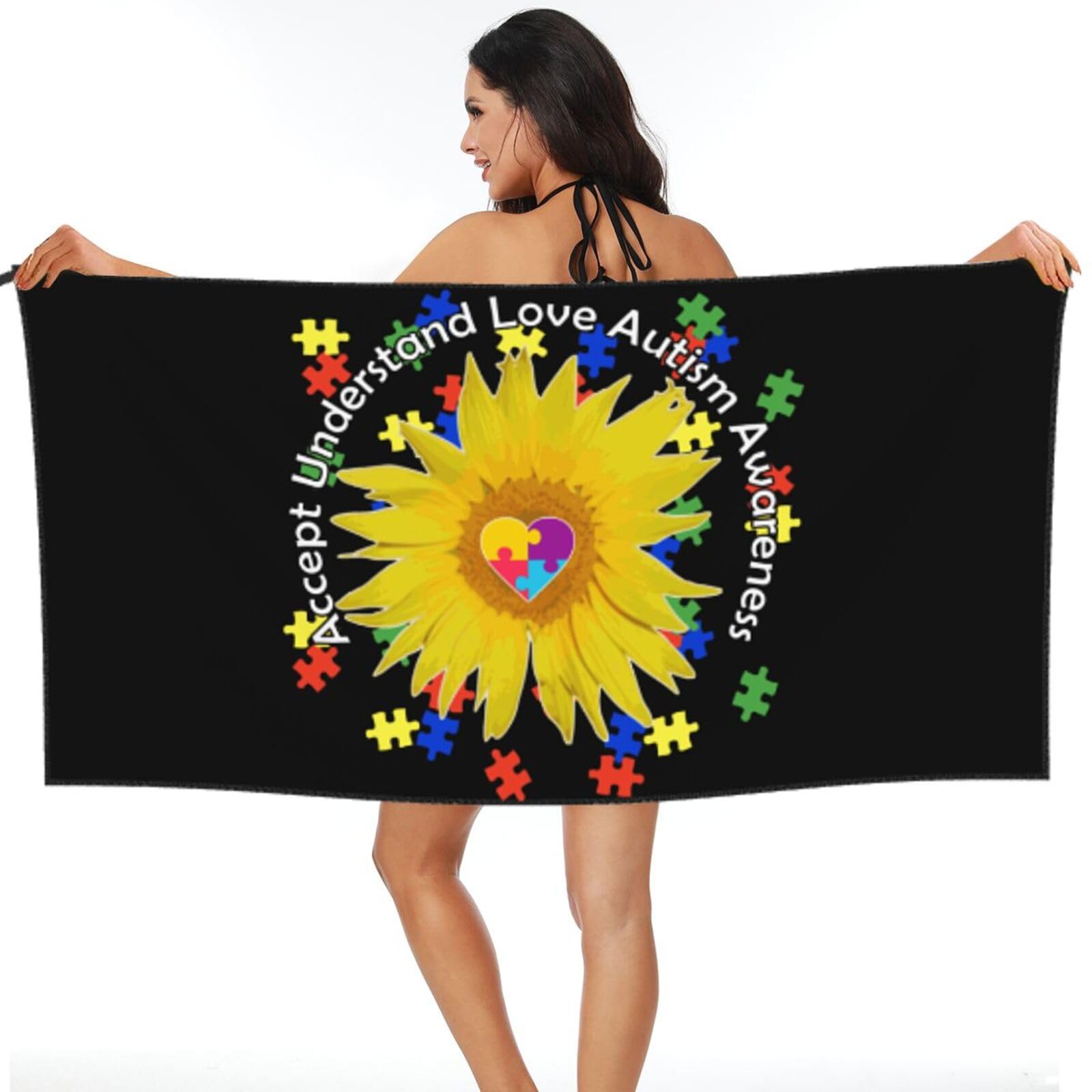 Serviette de plage autisme Accepter Comprendre Aimer drap de bain