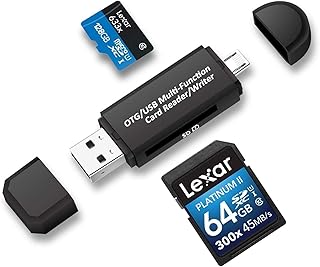 Card Reader Micro USB OTG Adapter and USB 2.0 for SDXC, SDHC, SD, MMC, RS-MMC, Micro SDXC, Micro SD, Micro SDHC Card and UHS-I Card