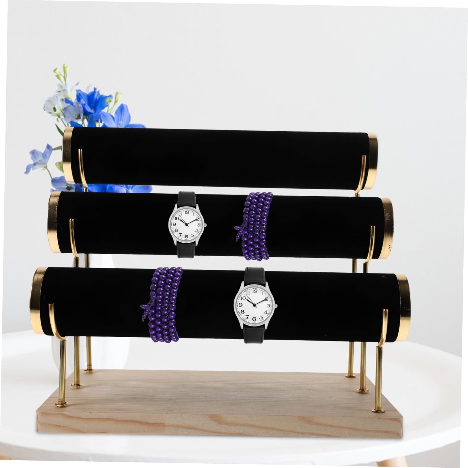 Schwarzer Schmuckständer mit Drei Abnehmbaren Ebenen Armband und Uhrenhalter für Zuhause und Geschäft zur Praktischen Schmuckorganisation