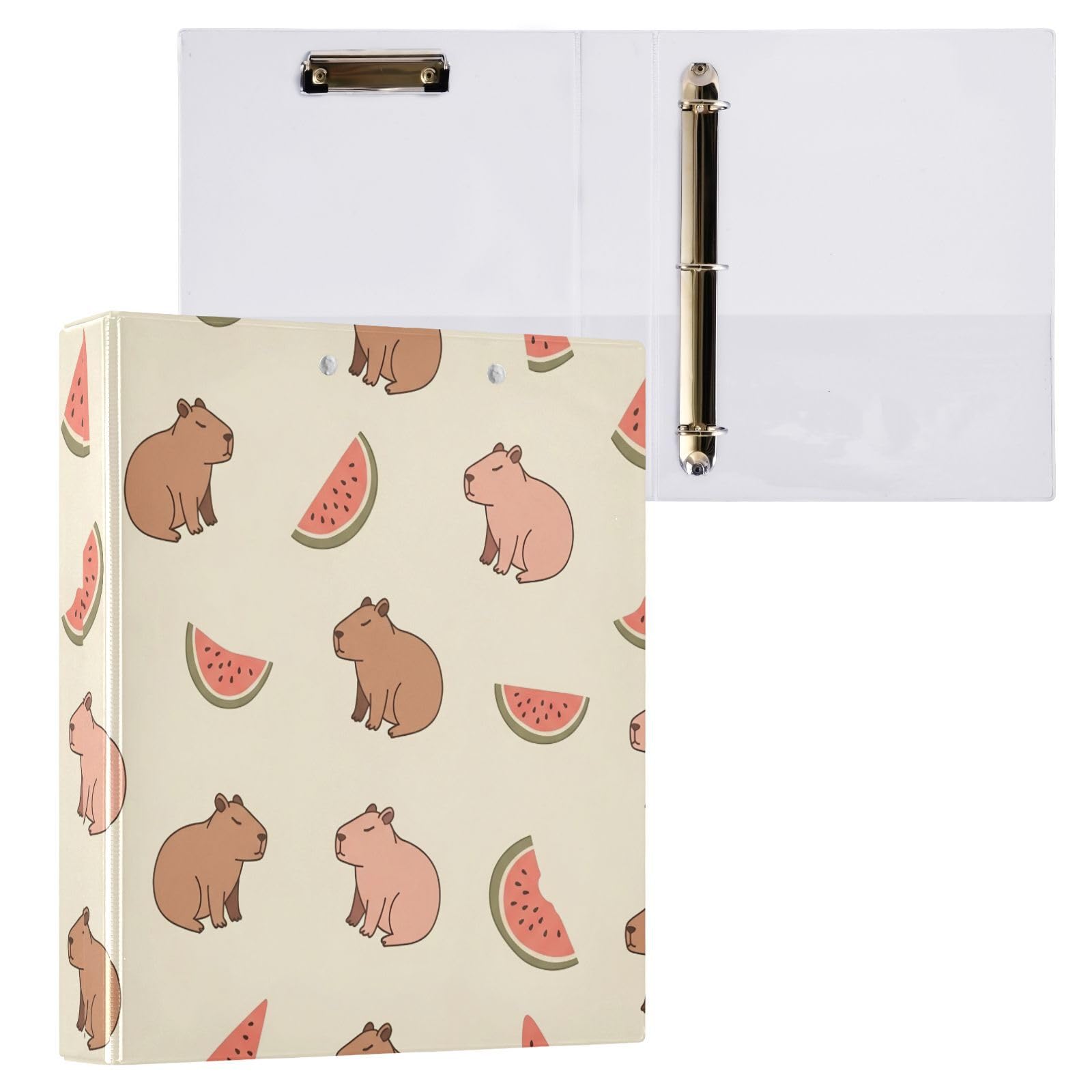 3 raccoglitori ad anelli da 3,8 cm, motivo anguria, decorativo, con clip in metallo, organizer per casa e ufficio, confezione da 2