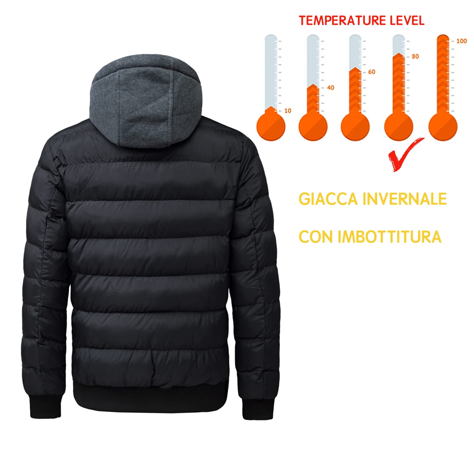 TONY BACKER Giubbotto Jacket Giacca Uomo Invernale con Cappuccio, Giubbino Giacchetto Uomo Giubbini Giubbotti Invernali Caldo Antivento