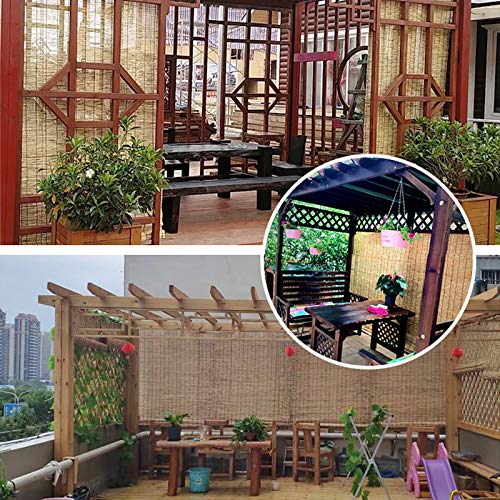 すだれ 天然の葦のカーテン、竹 すだれ 目隠し 屋外 竹スクリーン 室内 ブラインド すだれ カーテン 日除け 遮光 ロールスクリーン 竹簾 ロールアップ、付属品付き (80x200cm/32x79in) [5]