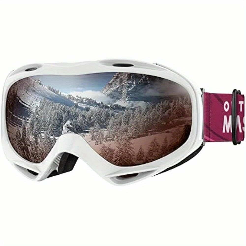 Gogle narciarskie NYSDM Gogle snowboardowe na okulary Wymienne szkła Ochrona UV Technologia przeciwmgielna Biała ramka