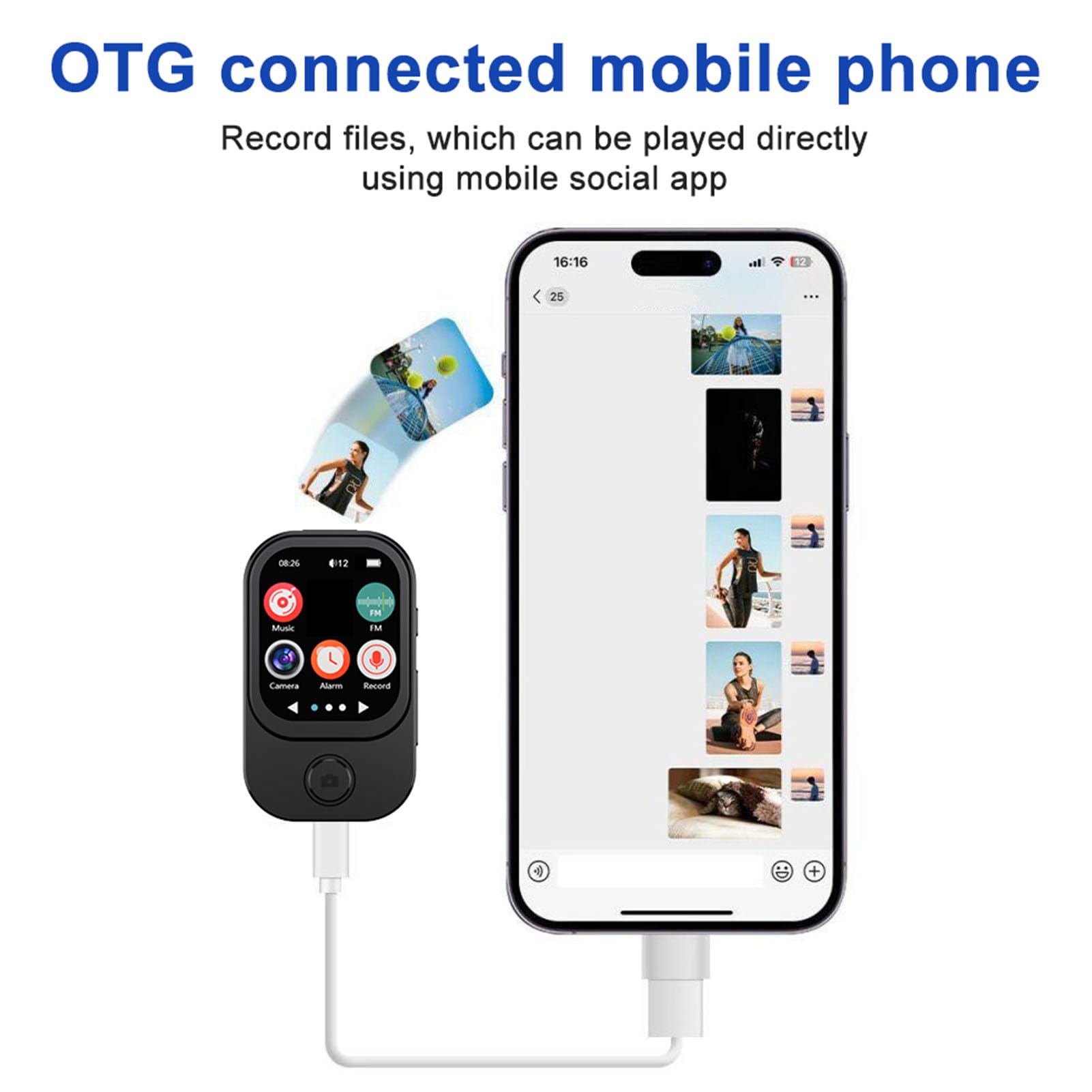 Tonysa Bluetooth 5.4 MP3 Odtwarzacz z Aparatem, 128 GB Rozszerzalny Odtwarzacz Muzyki HiFi, Ekran Dotykowy 2.01 ', 48H PlayTime & Wbudowany Głośnik, Obsługuje Radio FM, Ebook, (128G Mała karta