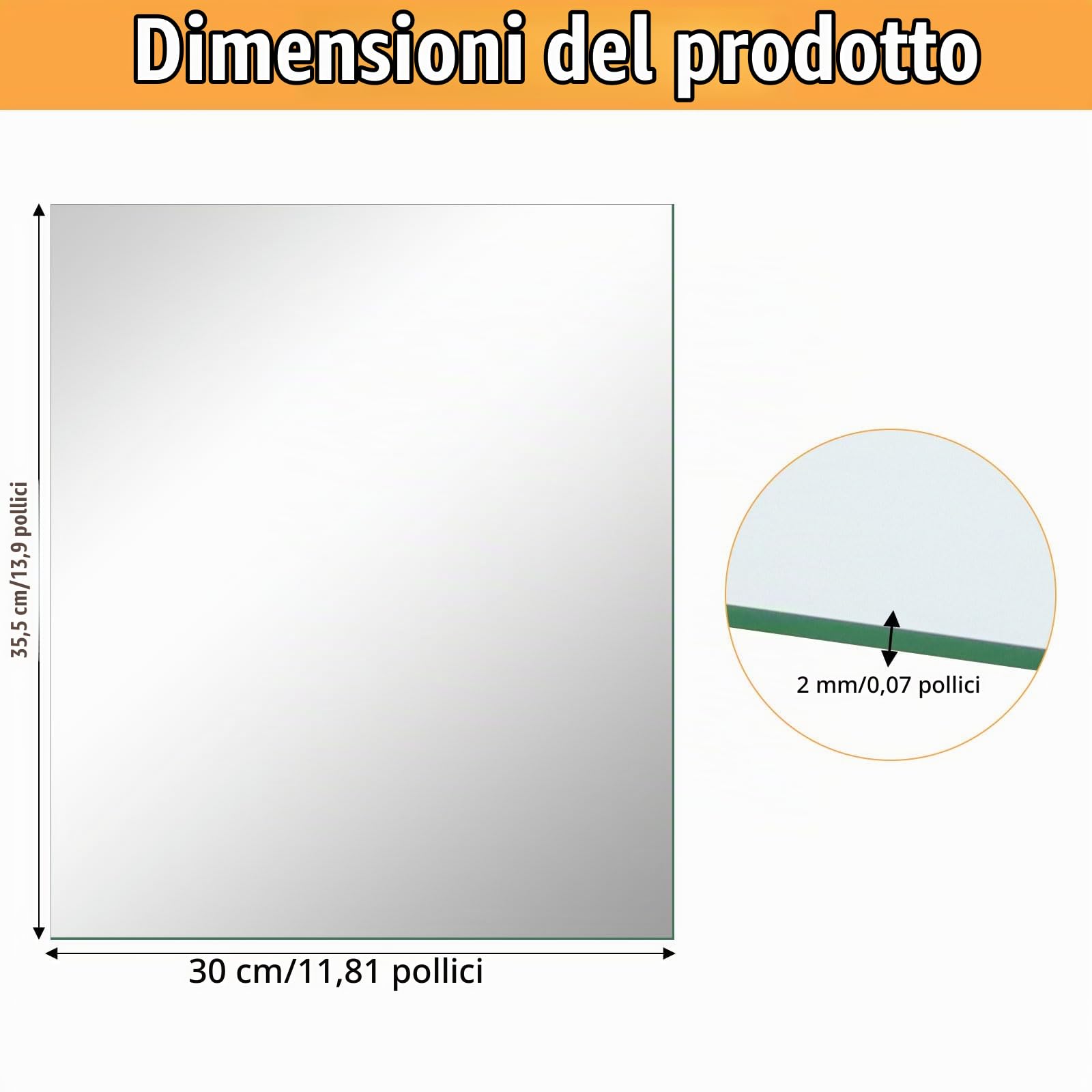 Specchio di vetro autoadesivo,specchio adesivo HD HD,film a specchio flessibile,piastrelle dello specchio autoadesivo,specchio da parete,per il bagno del bagno mobile la camera da letto(35,5*30 cm)